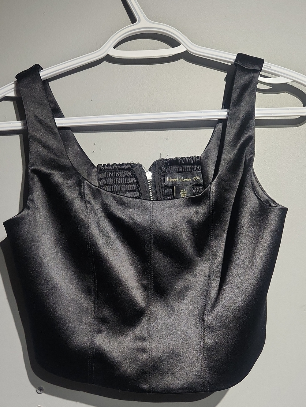 House of Harlow 1960 Black Satin Bustier Top